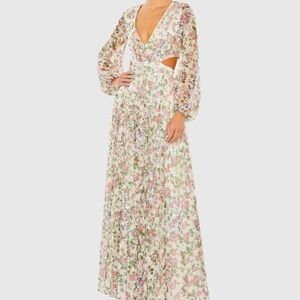 Mac Duggal Floral Open Back Maxi Dress NWT